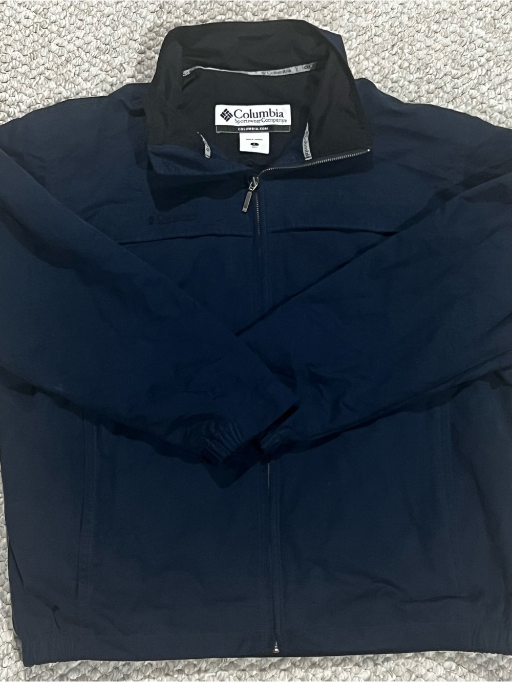 Columbia Sportswear Jacket Mens Size Large Navy Blue Full Zip Collar Pockets